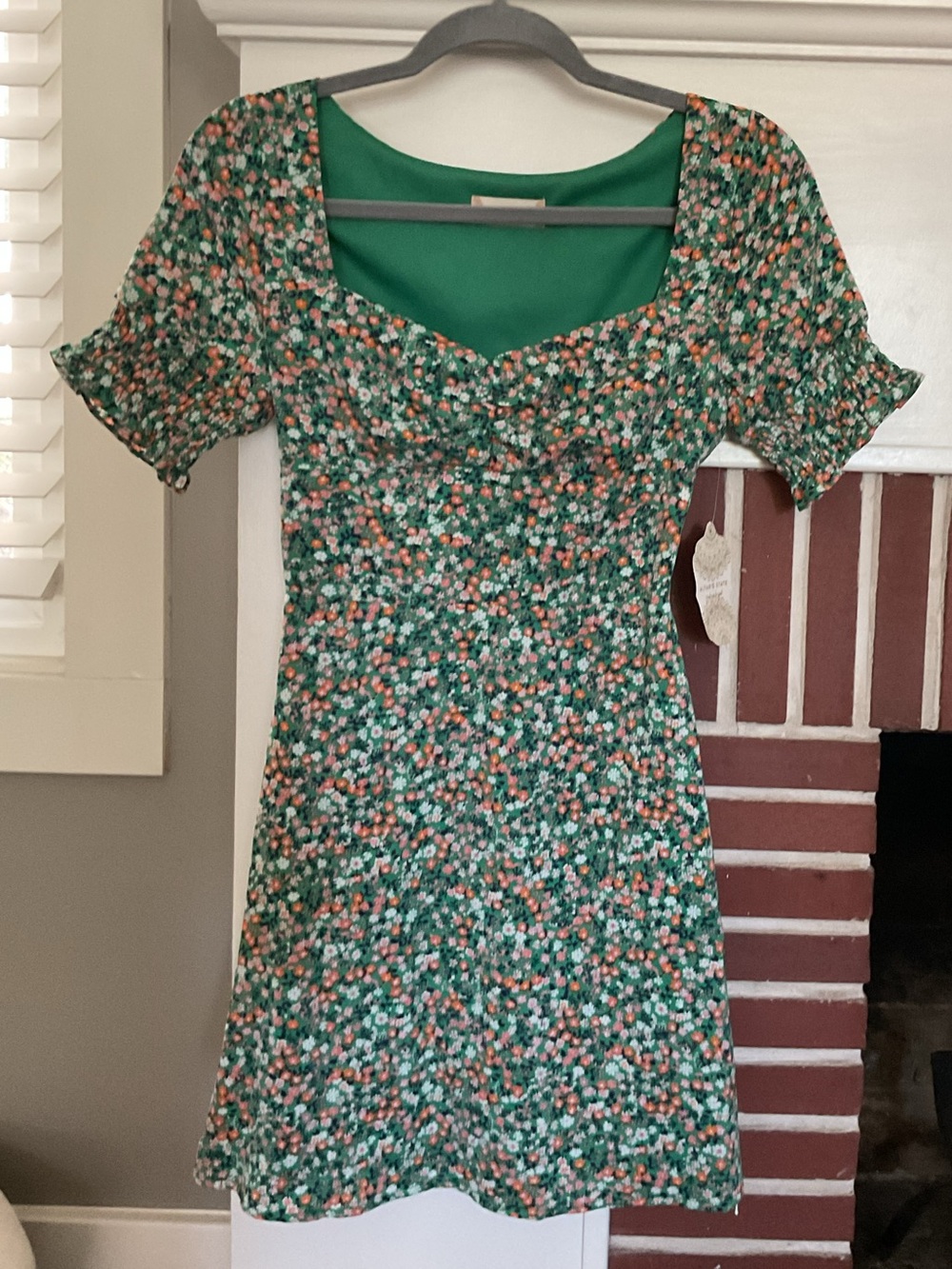 Altar’d State Kelly Green Floral Minidress